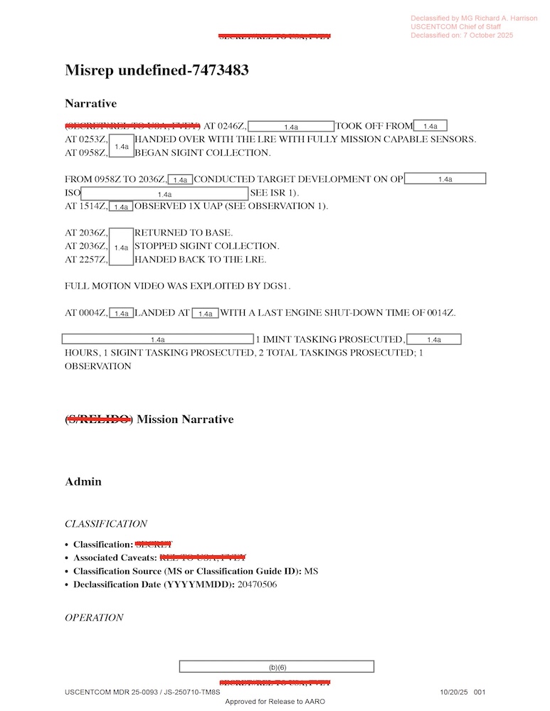DOW-UAP-D010, Mission Report, Middle East, May 2022