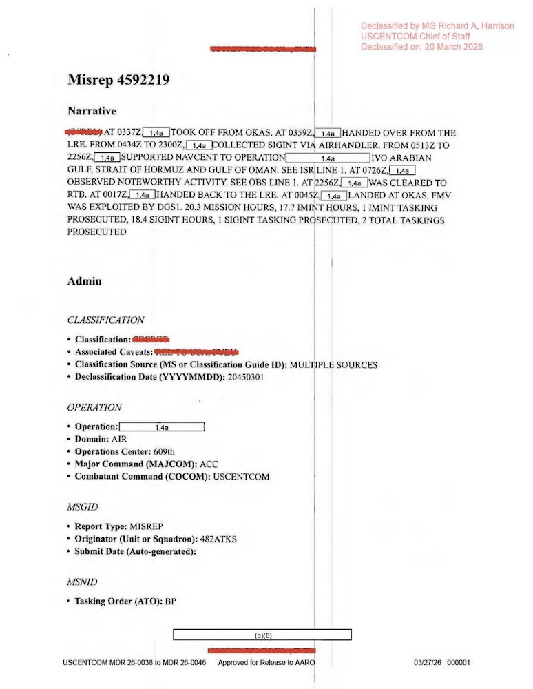 DOW-UAP-D060, Mission Report, Arabian Gulf, August 2020