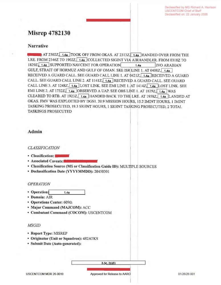 DOW-UAP-D062, Mission Report, Strait of Hormuz, September 2020
