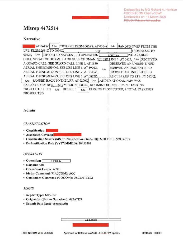 DOW-UAP-D065, Mission Report, Arabian Gulf, July 2020