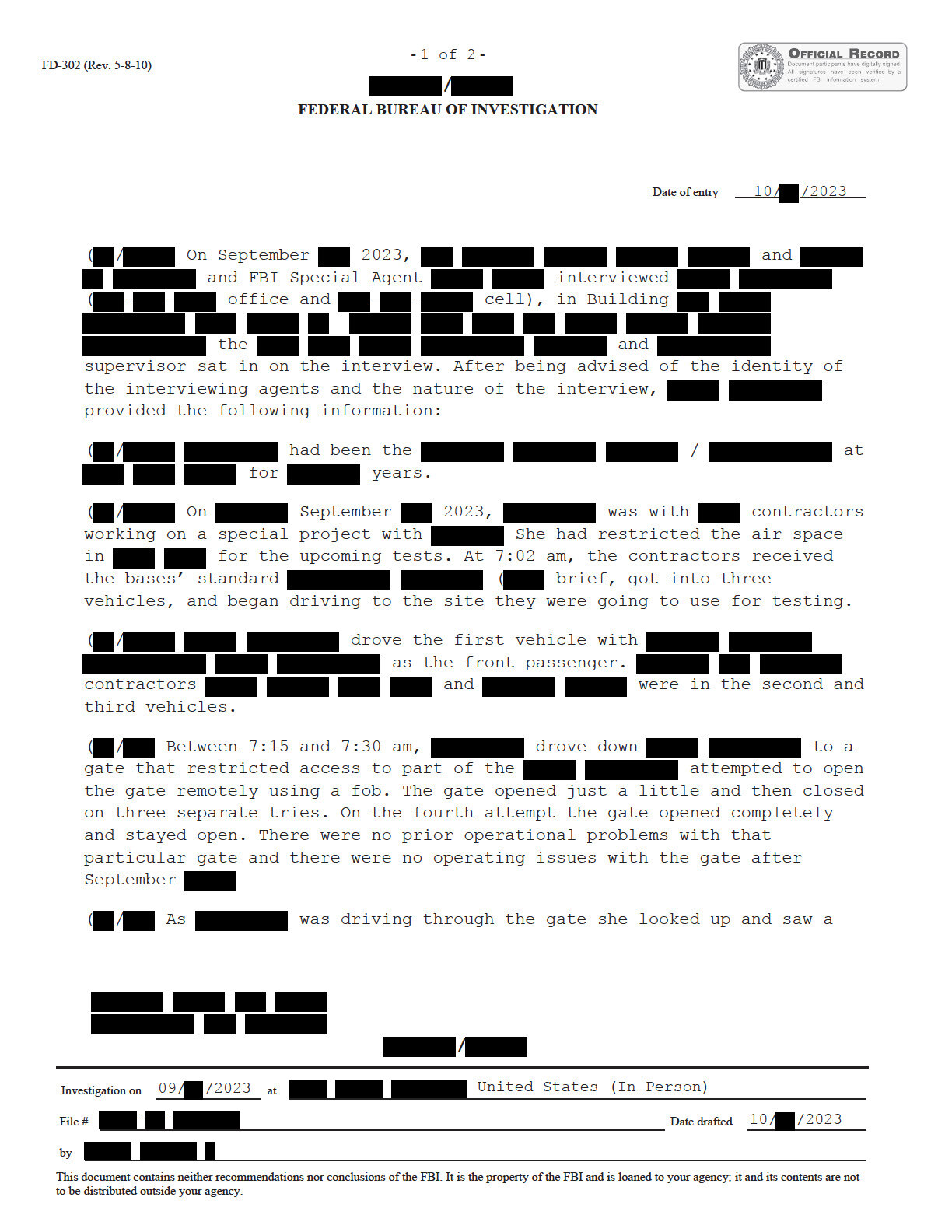FBI September 2023 Sighting - Serial 004