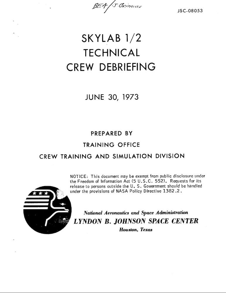 NASA-UAP-D007, Skylab Techincal Crew Debriefing 1973
